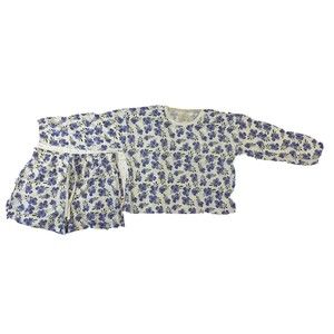 Thread & Supply Purple Flowery Sunday SLEEP SHORT and SHIRT pajama SET size M